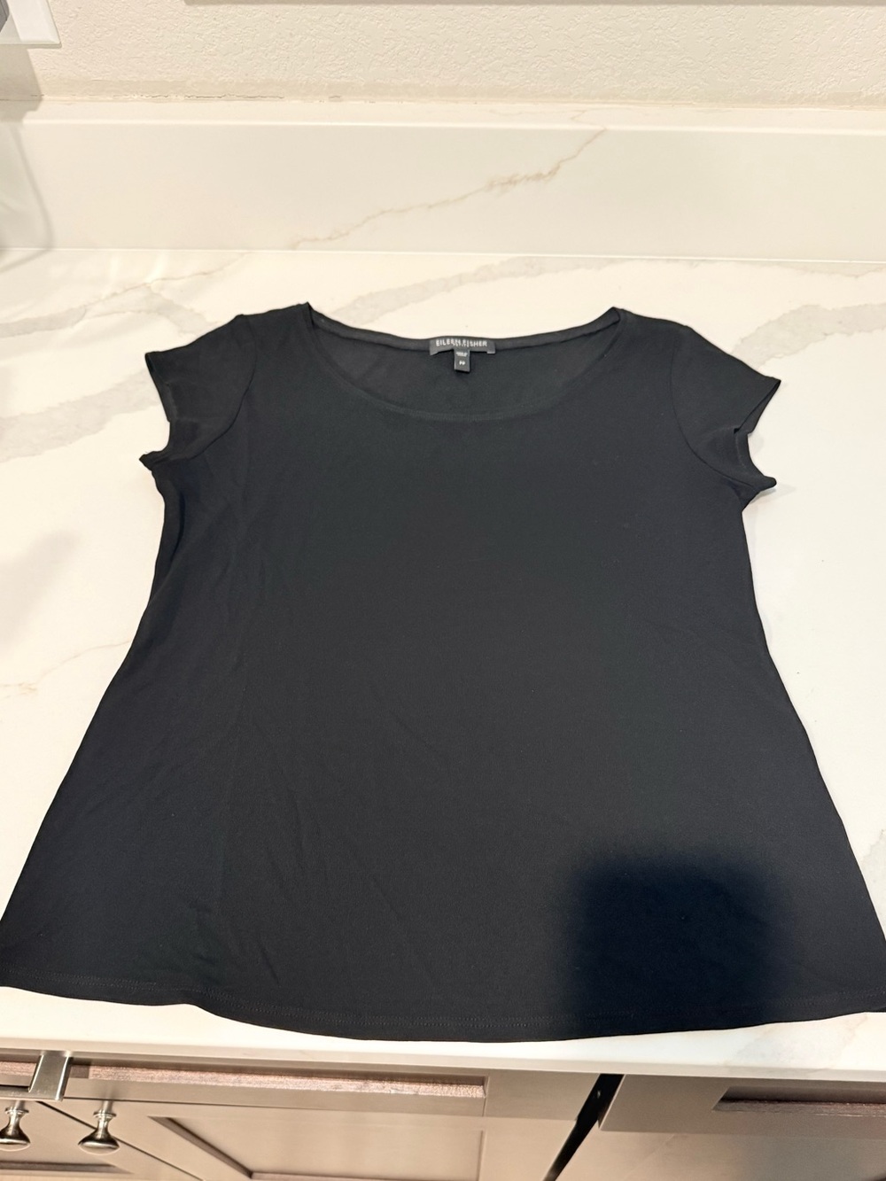 Eileen Fisher Black Short Sleeve Scoop-Neck Tee